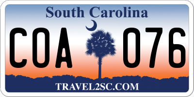 SC license plate COA076