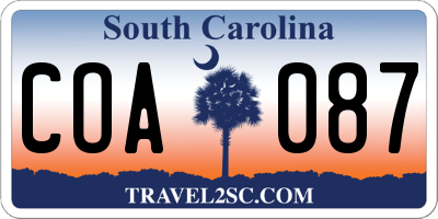 SC license plate COA087