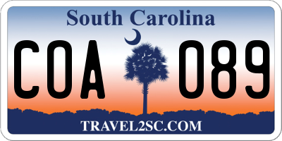SC license plate COA089