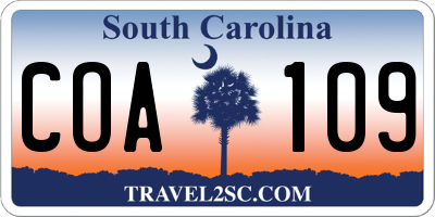 SC license plate COA109