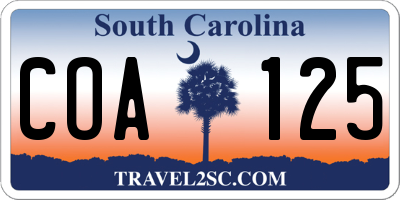 SC license plate COA125