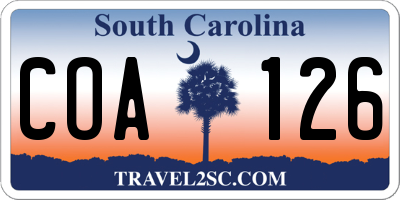 SC license plate COA126