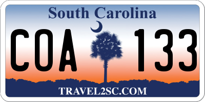 SC license plate COA133