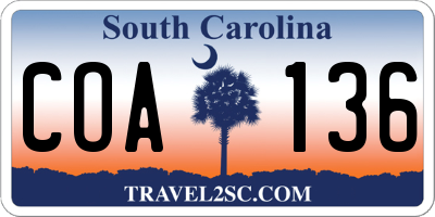 SC license plate COA136