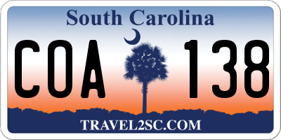 SC license plate COA138