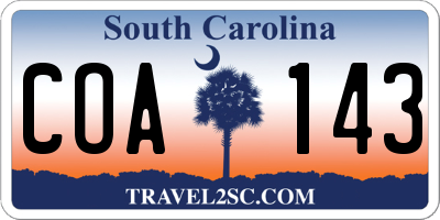 SC license plate COA143