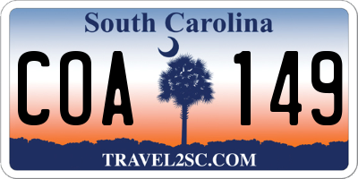 SC license plate COA149