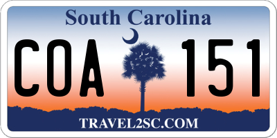 SC license plate COA151