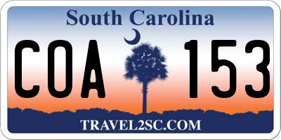 SC license plate COA153