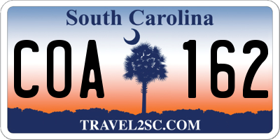 SC license plate COA162