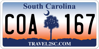 SC license plate COA167