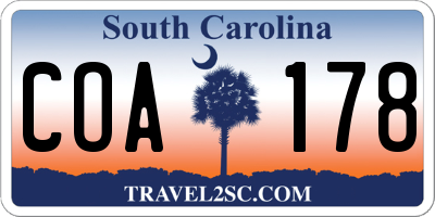 SC license plate COA178