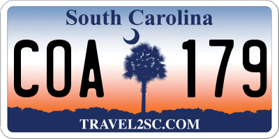 SC license plate COA179
