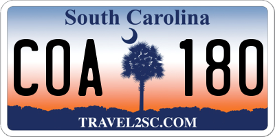 SC license plate COA180