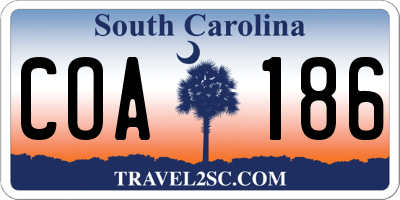SC license plate COA186
