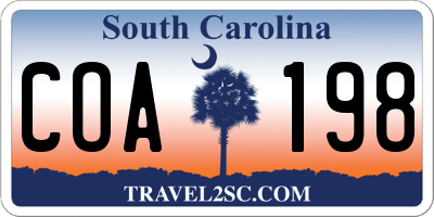SC license plate COA198