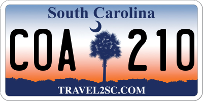 SC license plate COA210