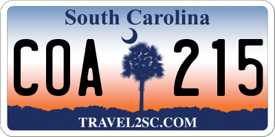 SC license plate COA215