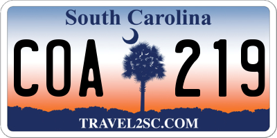 SC license plate COA219