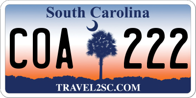 SC license plate COA222