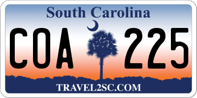 SC license plate COA225
