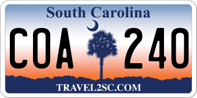 SC license plate COA240