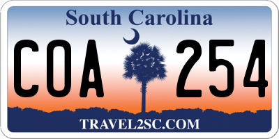 SC license plate COA254