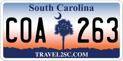 SC license plate COA263
