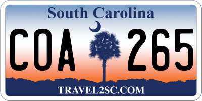 SC license plate COA265