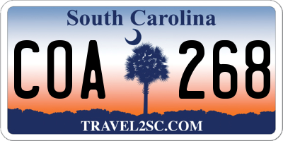 SC license plate COA268