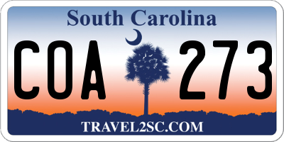 SC license plate COA273