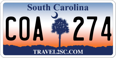 SC license plate COA274