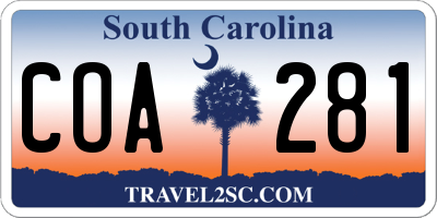SC license plate COA281