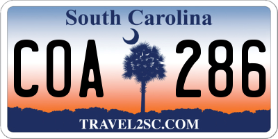 SC license plate COA286