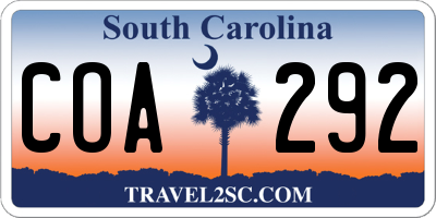 SC license plate COA292