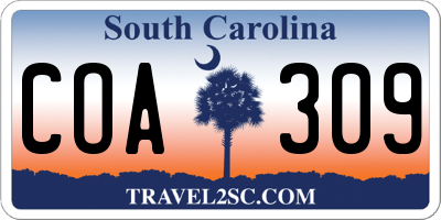 SC license plate COA309