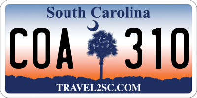 SC license plate COA310