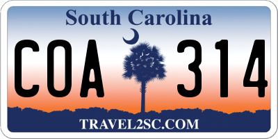 SC license plate COA314