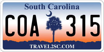 SC license plate COA315