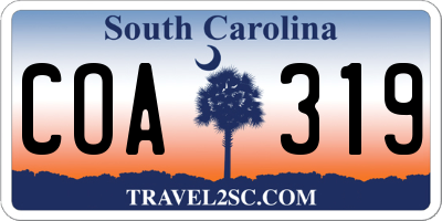 SC license plate COA319