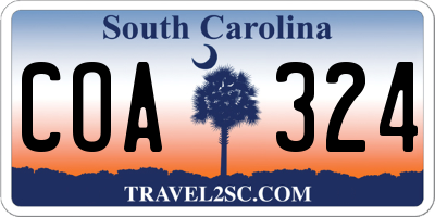 SC license plate COA324