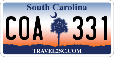 SC license plate COA331