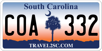 SC license plate COA332