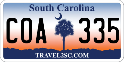 SC license plate COA335