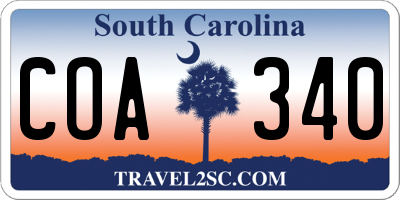 SC license plate COA340
