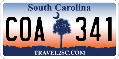 SC license plate COA341