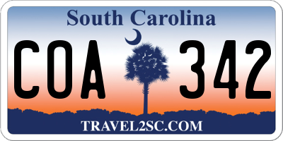 SC license plate COA342