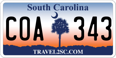 SC license plate COA343