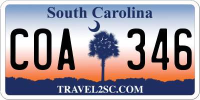 SC license plate COA346