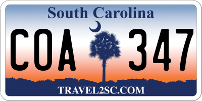 SC license plate COA347